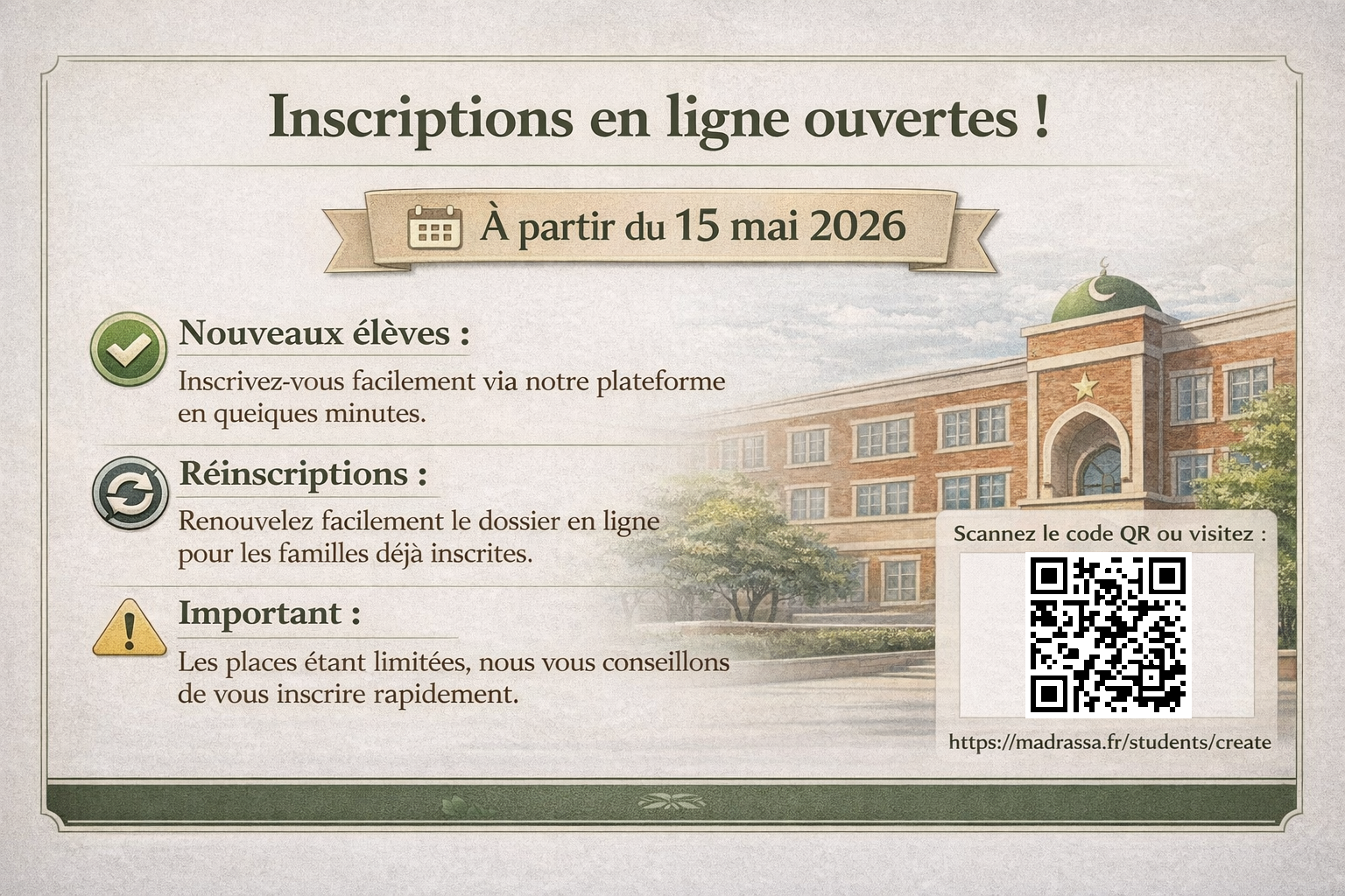 🎓 Inscriptions 2026 / 2027 ouvertes !